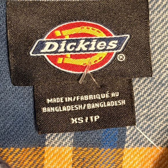 Dickies Blue Plaid Flannel Button Up Shirt XS NWT - Picture 3 of 3